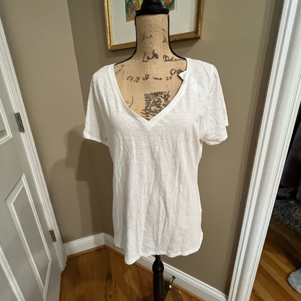 J. Crew White V-Neck Short Sleeve Tee